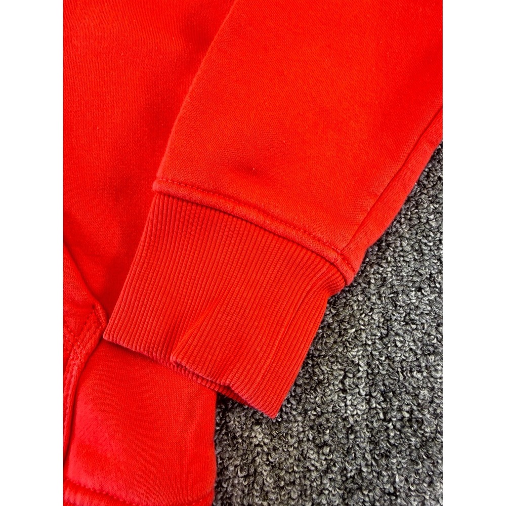 Carhartt Hoodie Mens Red Logo Ribbed Hem Drawstring Kangroo Pockets Pullover - Picture 5 of 16